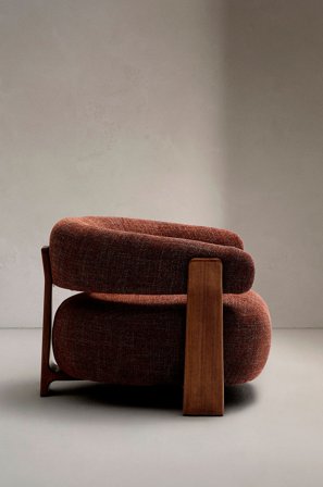 Kave Home - Granite fåtölj i chenille - Brun - Fåtöljer - Från Homeroom