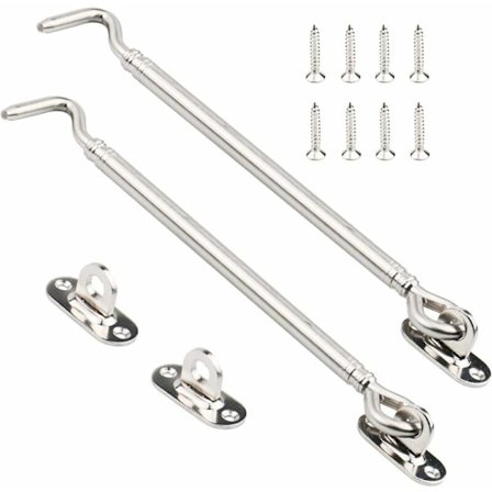 Ruostumattomasta teräksestä valmistettu porttilukko, 205 mm, 2 kpl - Kestävä äänetön oven lukko ruuveilla