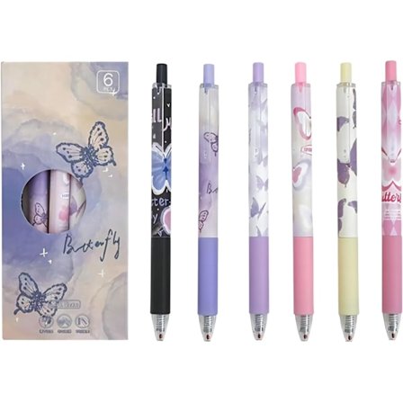 6 stk. Gelpenne Sæt 0,5 mm Sorte Blækpenne Fin Spids Glat Skrivning Penne med Udtrækkelig Gelblæk Kuglepen