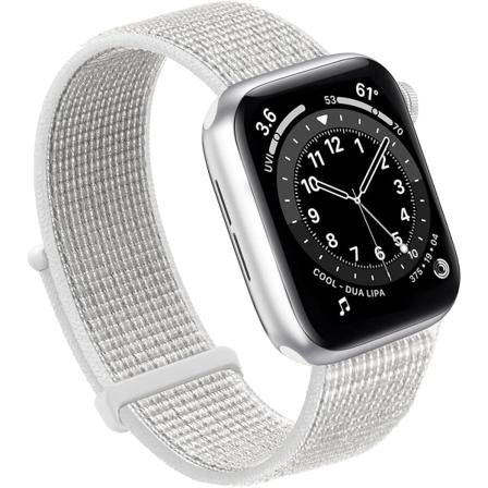 Kompatibel med Apple Watch-rem, Sport Nylon Loop-rem til kvinder og mænd til iWatch Series Ultra 8 7 6 5 4 3 2 1 SE (38/40/41mm, Reflector White)