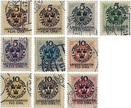 Sverige 1916 - AFA 77-86 - Stemplet