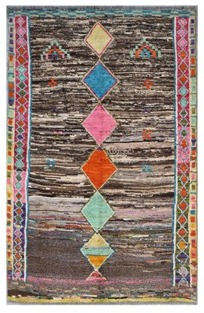 Berber Colourful Rug 118X184 Brown/Black Wool, Afghanistan
