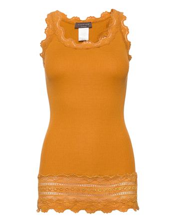 Silk Top W/ Lace T-shirts & Tops Sleeveless Oransje Rosemunde*Betinget Tilbud