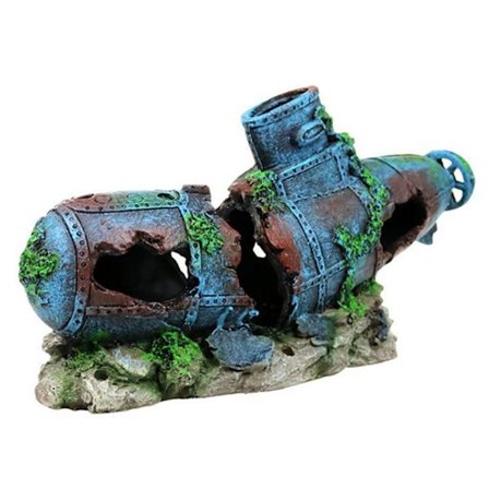 Sunken Ship Submarine Aquarium Ornament Livslignende Shipwreck Fish for Tank Decorat