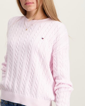Tommy Hilfiger CABLE SWEATER Rose Pulls Fille - Kids Brand Store