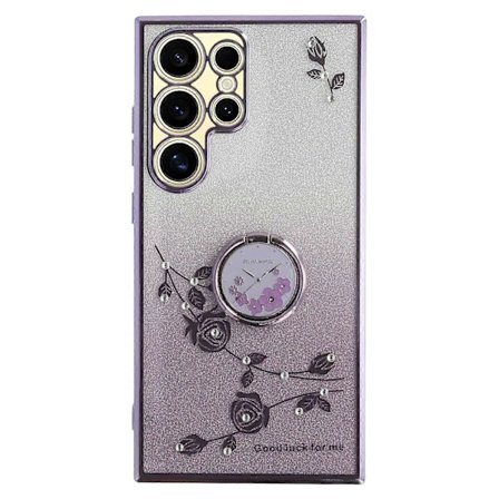 Kotelo Yhteensopiva Samsung Galaxy S25 Ultra Kotelo Sormusteline TPU Kukat Puhelinkotelo Gradientti Glitter Monivärinen
