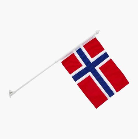 Biltema - Klassisk Norsk Balkongflagg med Knott og Vinklet Feste, Laget av Lakkert Stål