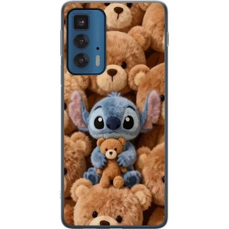 Kompatibelt Mobildeksel til Motorola Edge 20 Pro Stitch omgitt av brune teddybjørner med en liten teddybjørn i fanget i en søt og koselig kawaii-desig