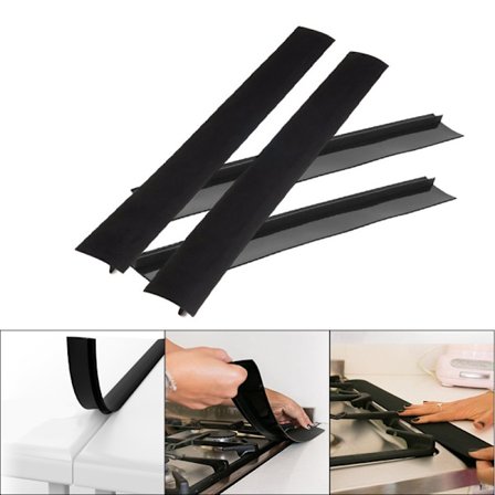 Silikon Ovn Deksel, 2 Pakning, Varmebestandig for Tetting av Gliper Mellom Koketopp og Benkeplate (21 Tommer, Svart)