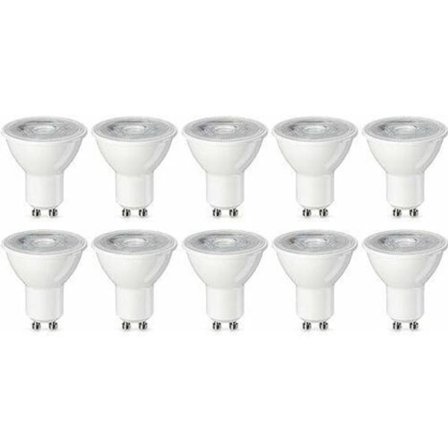 Set med 10 LED-spotlightlampor GU10 5W (motsvarande 50 W) Varmvitt Icke-dimmbar intensitet [Energiklass F], GU.B/bra