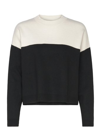Two-T Sweater With Perkins Neck Black Mango