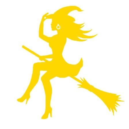 Hauska Luuta Witch Heijastava Auton Korin Ikkunan Puskurin Tarrat Tarra Decor Yellow