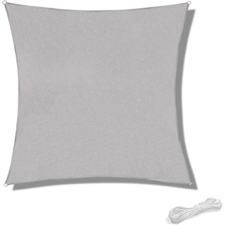 Solsegel 2x2m Vattentät Markis Tak för Uteplats & Terrass Trädgårdssolskydd 90% UV-strålskydd med Gratis Rep Kvadrat Grå