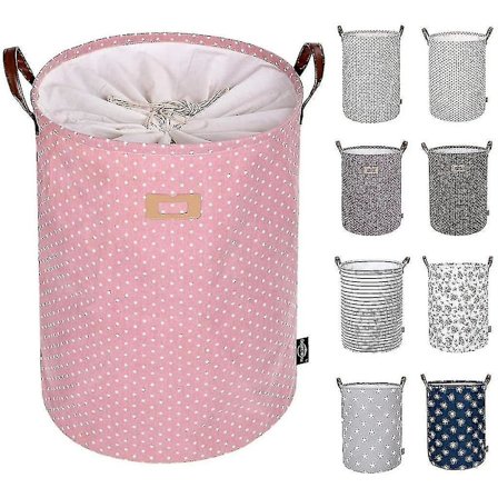 Förtjockade hopfällbara runda tvättkorgar, bomull (rosa)