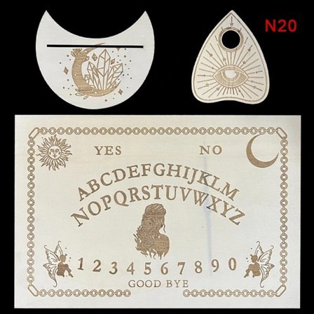 Puinen spiritismi-lauta kaiverretulla taikalaudalla Ouija Boa - Täydellinen 20