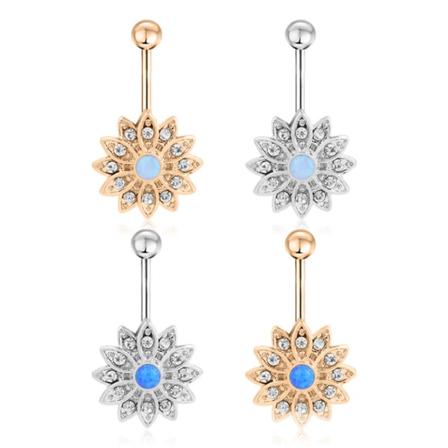 Navelpiercing blomma GULD L.BLÅ