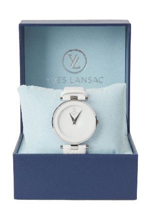 Yves Lansac Klocka med läderarmband B8529 Klockor Unisex Vit ONESIZE