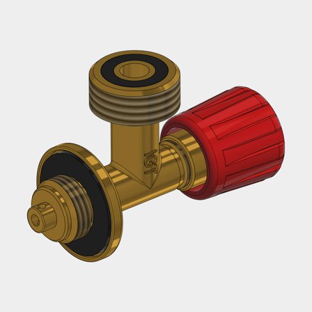 Avstängningsventil till campinggas flaska M16x1,5-KLF, tysk reg.