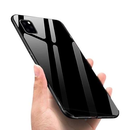 Musta lasikotelo iphone 12pro max -puhelimelle "Black""Svart"