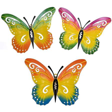Metal Butterfly Väggdekor - Set Med 3 Fjärilsdekorationer