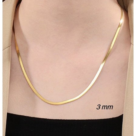 Guld Fiskbensmönstrad kedja i stål med 18k guldplätering