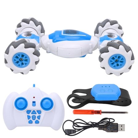 S012 2.4G Gestus Induktion RC Bil Stunt Firehjulstræk Børn Fjernbetjening Bil Legetøj (Blå)