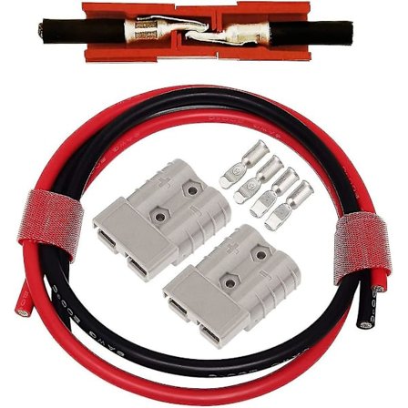 Batterianslutningskontakt 50a Snabbanslutningskontakt med 8awg elektrisk tråd (60cm röd / 60cm svart) för motorcykeltruckar, medicinsk utrustning, 