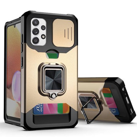 Etui til Samsung Galaxy S25 Ultra, faldbestandigt med kortslot (guld)