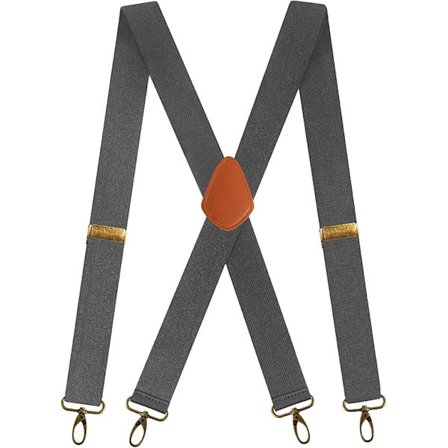 Seler for menn med 4 kroker for bukser, vintage seler for menn, kraftige justerbare elastiske X-formede (mørkegrå) [GKS]