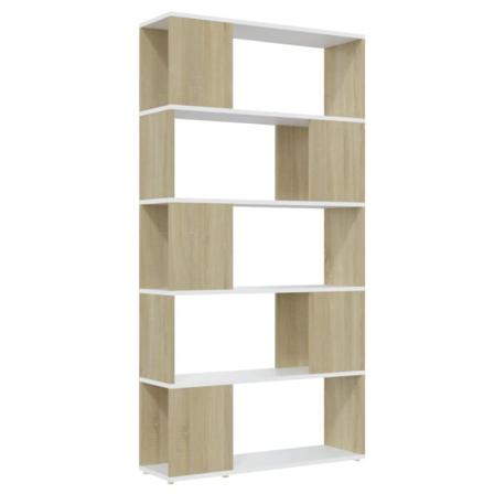 Vidaxl Bokhylla Rumsavdelare Vit Och Sonoma-ek 80x24x155 Cm Spån Vit