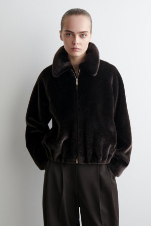COS Women's Fur-Effect Jacket in Brown