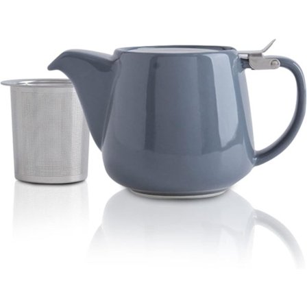 Porslin Tekanna med SLS Lock och Avtagbar Sil, 550 ml Keramisk Stubbe Tekanna för Blommande & Lösa Teer Grå