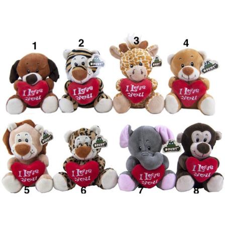 Dinotoys Mjukisdjur Gosedjur Plush Nalle Med Hjärta 14cm Välj 2. Tiger