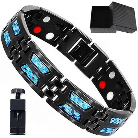 Titanium Power Magnetiskt Armband Kol Blå Terapi Fit Plus Magnetoterapi Kroppsförstärkande Armband