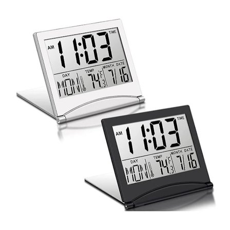 2 stk. Digital Reisevekker Foldbar LCD-klokke Med Kalender Temperatur Snooze-modus Bærbar, kuolu