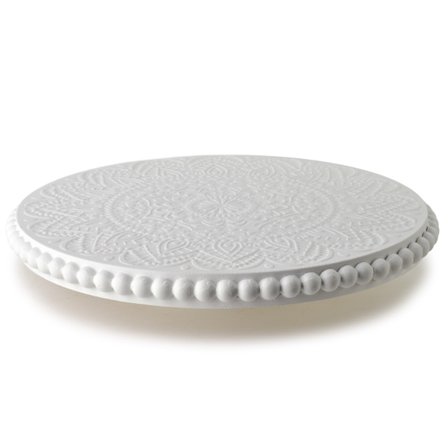 DAZ Dekorativ Patera Mandala 30x30 cm i tre ben i vitt trä