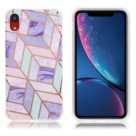 Marble design iPhone Xr kotelot - Pinkki / Vihreä / Violetti