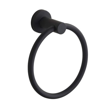Svart Väggmonterad Handdukshållare, 304 Rostfritt Stål Gummi Rund Handdukshängare för Badrum