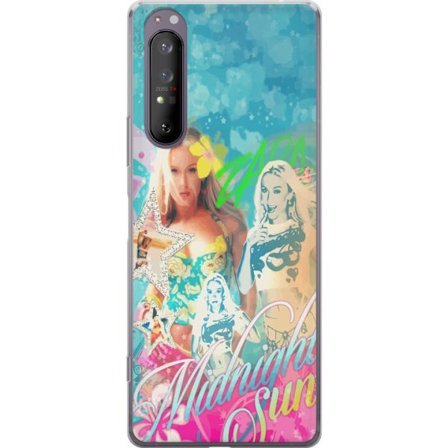 Kompatibel Mobilcover til Sony Xperia 1 II Eventyrverden med Steve, Creeper og dyr i farverig blokgrafik