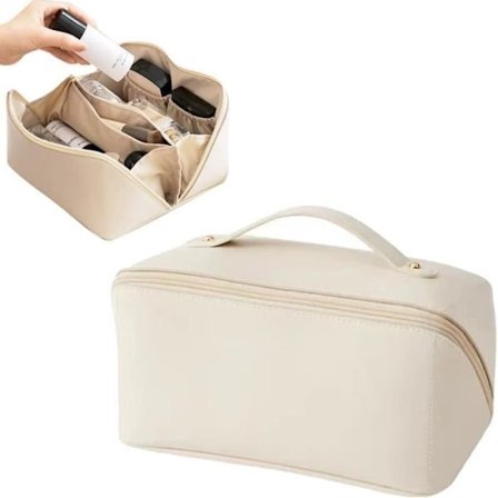 (Hvid) Toilet taske - Dame - Kosmetik opbevarings taske - PU - Vandafvisende - Stor kapacitet