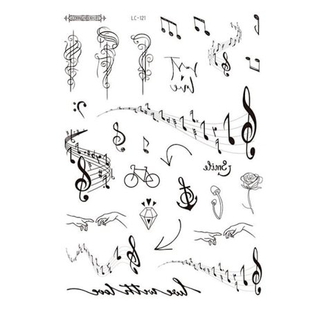 Ma Long Ansiktsklistermärken - Realistiska Temporära Tatueringar Not, diamant, musik