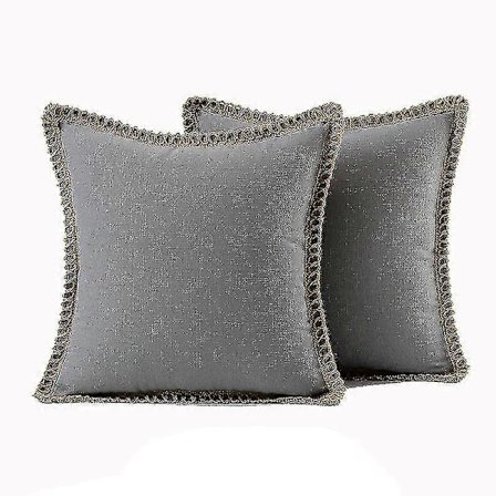 Sæt med 2 pudebetræk rustik linned dekorative firkantede pyntepudebetræk
