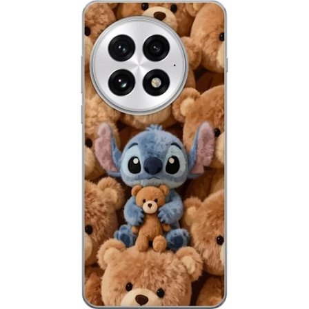 Kompatibelt Mobildeksel til OnePlus 13 Stitch omgitt av brune teddybjørner med en liten teddybjørn i fanget i en søt og koselig kawaii-design