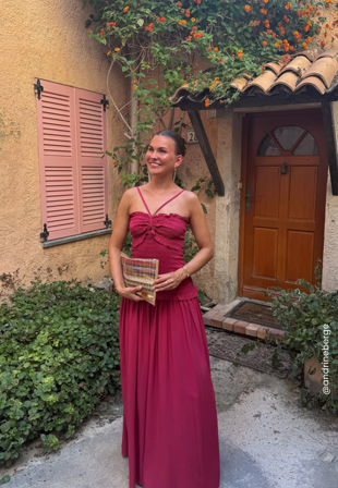 Andrea Norrman X Bubbleroom - Smock Bodice Ankle Dress - Dark pink - Kläder