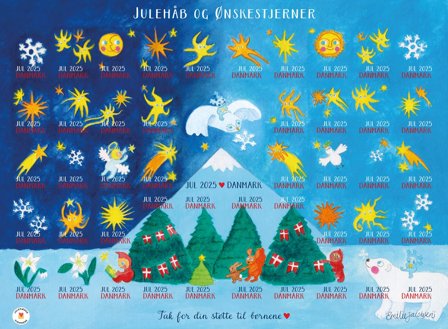 Danmark - julmärker 2025 - Selvklæbende julmärkeark