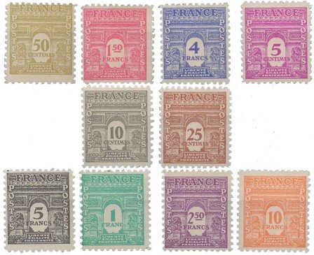 Frankrig 1944 - YT 620-629 - Postfrisk