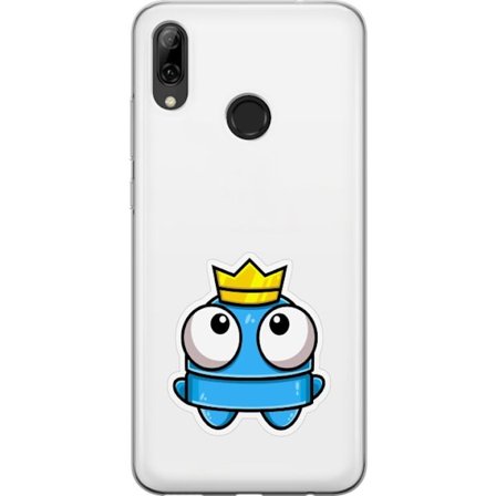 Yhteensopiva Puhelinkuori Huawei Huawei P smart 2019 Sininen piirros hahmo kruunulla ja suurilla silmillä leikkisässä kuninkaallisessa tyylissä