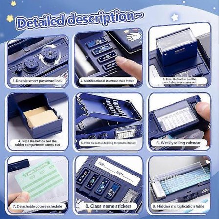 Dubbellagers Pennfodral med Stor Kapacitet och Multifunktion med Lösenord