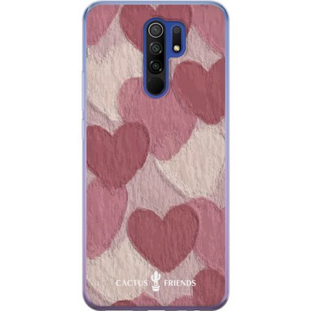 Kompatibelt Mobilskal till Xiaomi Xiaomi Redmi 9 Cactus and Friends - Blush Paper Hearts