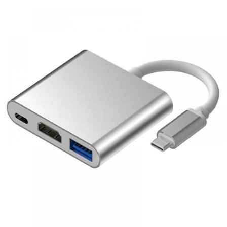 USB C till HDMI-adapter, 4K UHD HDMI-port Multiport Digital AV-omvandlare med USB 3.0 Höghastighetsöverföring och strömförsörjning, Stöder spegling